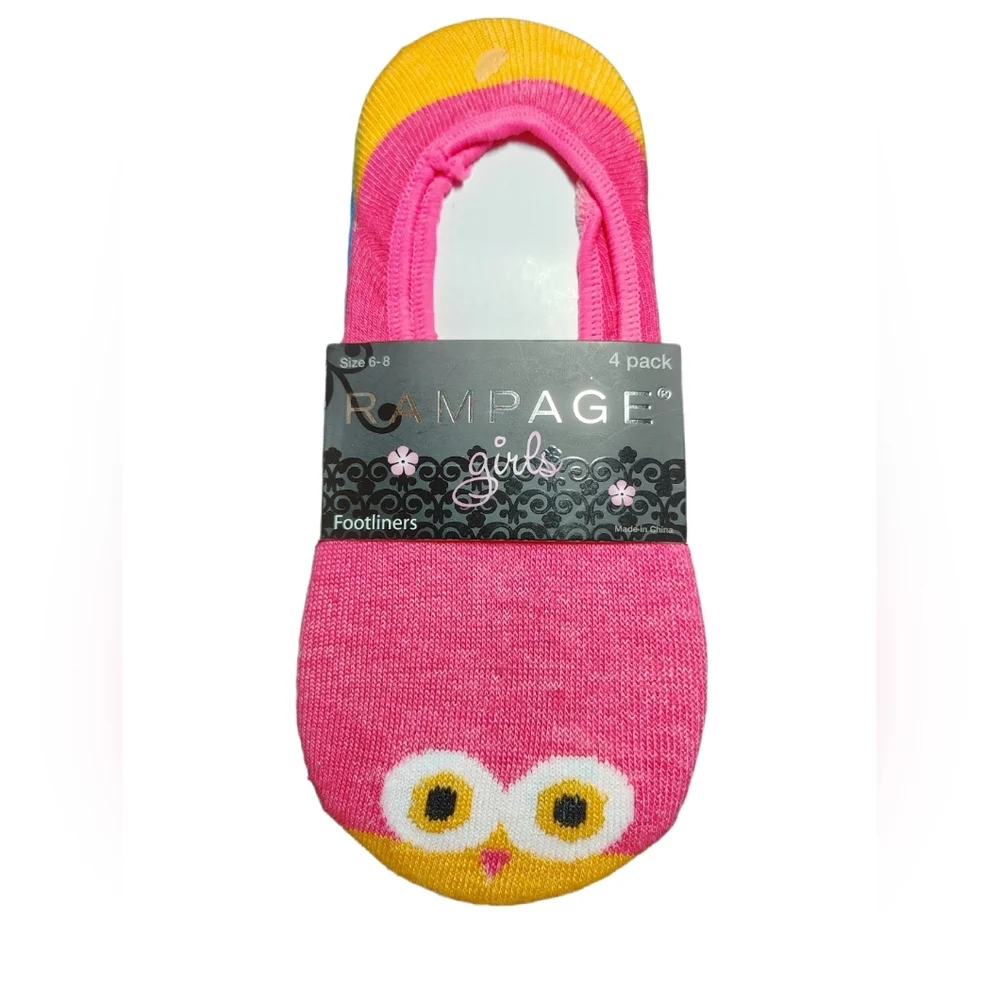 Rampage Girls 4pk Footliners Shoe Size 6-8